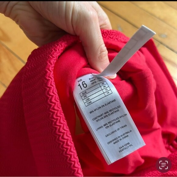 Seafolly Sz 12 Sea Dive Red Halter Textured One Piece Swimsuit - Picture 5 of 8